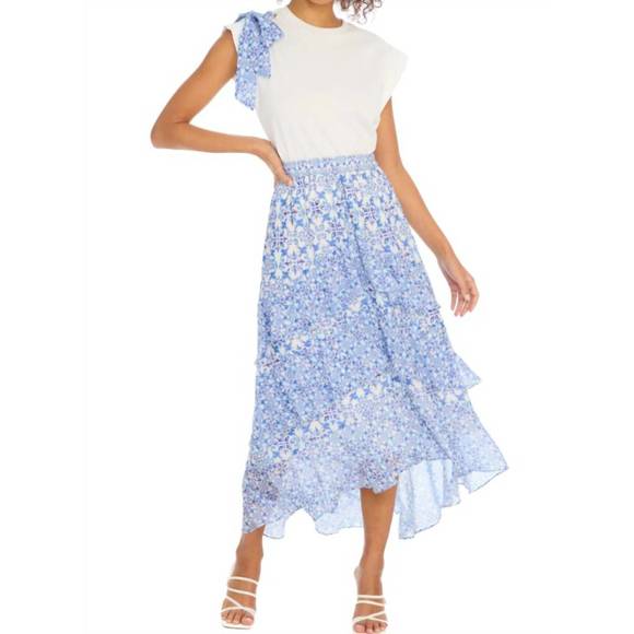 NEW ALLISON NEW YORK ella cascading ruffles midi skirt in...